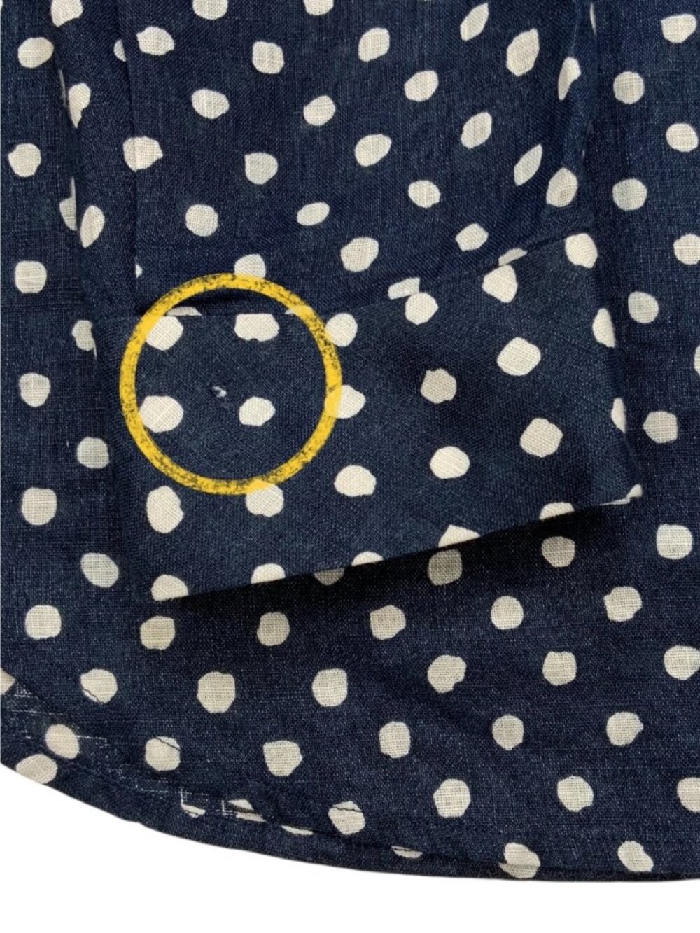 Lafayette 148 NY Linen Button Front Shirt L Blue Polka Dot Natural Fiber - Picture 9 of 15